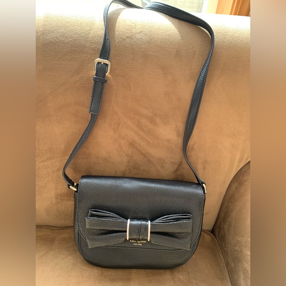 Kate Spade Black Leather Crossbody With Bow